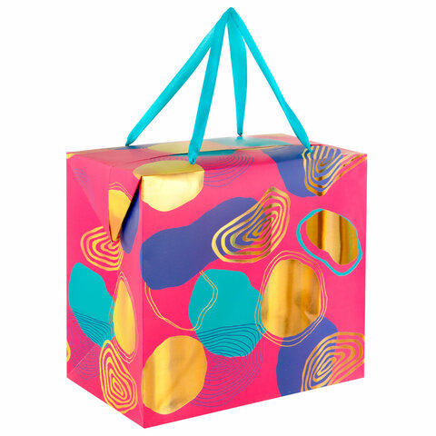 Пакет-коробка подарочный (1 штука) ассорти "Часы"/"Яркий", 22,5х13,5х20 см, тиснение фольгой, ламинация, 90080, 90079, 90080