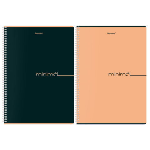 Тетрадь А4, 96 л., BRAUBERG, гребень, клетка, матовая ламинация, "Минимал_Цвет" (микс в спайке), 405319