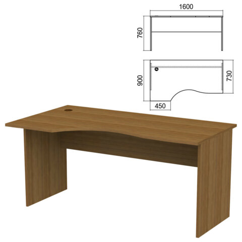 Стол эргономичный "Арго", 1600х900х760 мм, левый, орех (КОМПЛЕКТ)