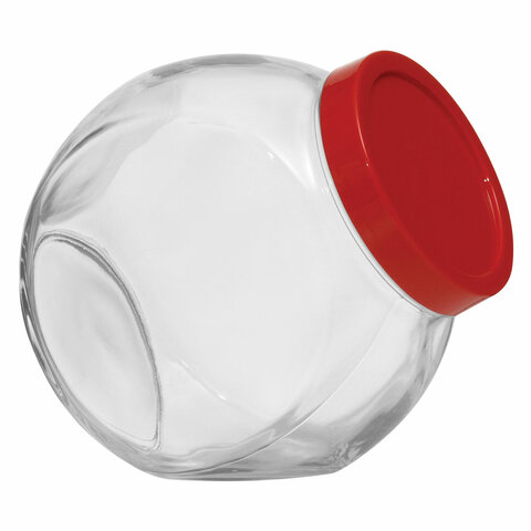 Банка для сыпучих продуктов, с красной крышкой, объем 2000 мл, стекло, PASABAHCE "БЕЛЛА", 80002СЛ1