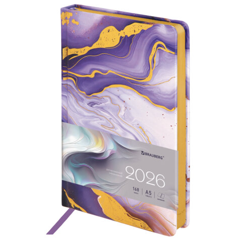 Ежедневник датированный 2026 А5 138x213 мм, BRAUBERG "Vista", под кожу твердый, "Texture", 117453