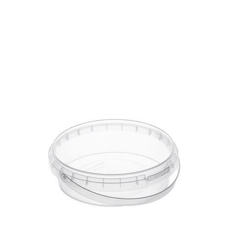 Банка с крышкой 285 мл, пластиковая под пресервы, с контрольным замком, диаметр 122 мм, ВЗЛП, 1213КП