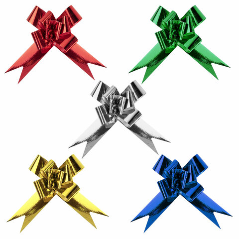 Бант-бабочка d 9 см для подарка, НАБОР 10 шт., металлизированные цвета ассорти, ЗОЛОТАЯ СКАЗКА, 591838