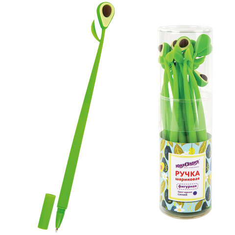 Ручка фигурная шариковая ЮНЛАНДИЯ "Авокадо", мягкий силиконовый корпус, СИНЯЯ, пишущий узел 0,7 мм, 143794