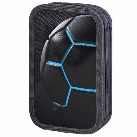 Пенал ЮНЛАНДИЯ, 2 отделения, ламинированный картон, конгрев, 19х11 см, "Soccer ball", 270888