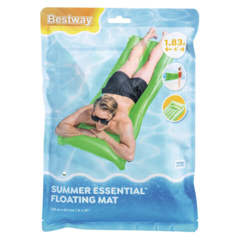 Надувной матрас для плавания "Матовый", 183х69 см, до 100 кг, АССОРТИ, BESTWAY, 44007