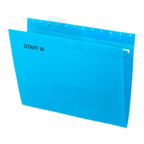 Подвесные папки А4 (350х240 мм), до 80 л., КОМПЛЕКТ 10 шт., синие, картон, STAFF, 270928