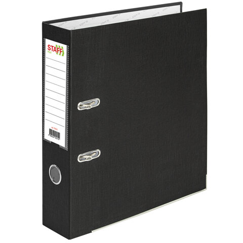 Папка-регистратор STAFF "Profit" покрытием из ПВХ, 75 мм, с уголком, черная, СЪЕМНЫЙ МЕХАНИЗМ, 272012