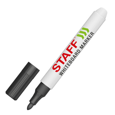 Маркер стираемый для белой доски ЧЕРНЫЙ, STAFF "BASIC" WBM-200, 1-3 мм, 152638