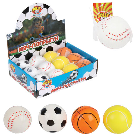 Мяч-попрыгун СПОРТ, 6 см, полиуретан ассорти, 4 вида, JOLLY JOT (ДЖОЛЛИ ДЖОТ), 666127