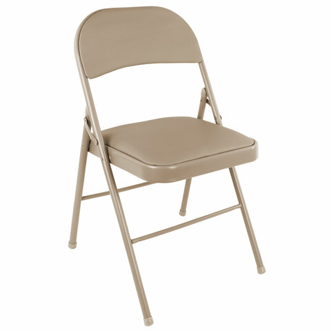 Стул складной BRABIX "Golf Plus CF-003 Комфорт", бежевый каркас, кожзам бежевый, 531567