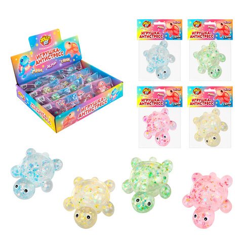 Игрушка-антистресс "ПРОЗРАЧНАЯ ЧЕРЕПАШКА", 8 см, ассорти 4 цвета, дисплей, JOLLY JOT (ДЖОЛЛИ ДЖОТ), 665796
