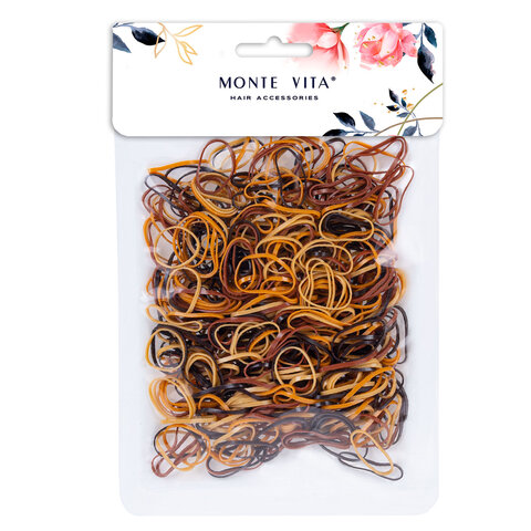 Резинки для волос НАБОР 500 шт., силиконовые, маленькие, оттенки коричневого, MONTE VITA (МОНТЕ ВИТА), 457067