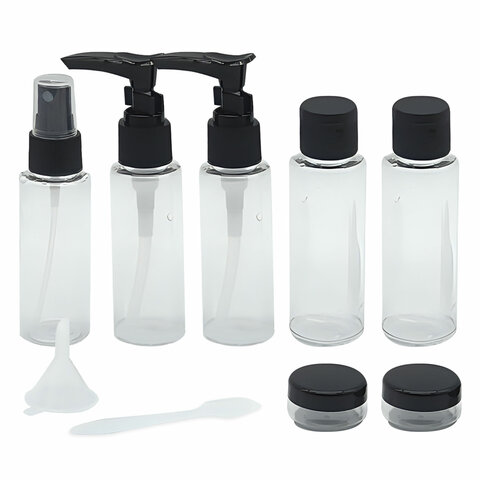 Дорожный набор флаконов в косметичке с наклейками, 7 флаконов (5х50 мл, 2х10 мл), DASWERK (ДАСВЕРК), 609298