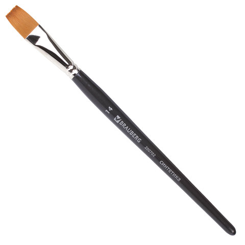 Кисть художественная профессиональная BRAUBERG ART CLASSIC, синтетика мягкая под колонок, плоская, № 14, короткая ручка, 200702