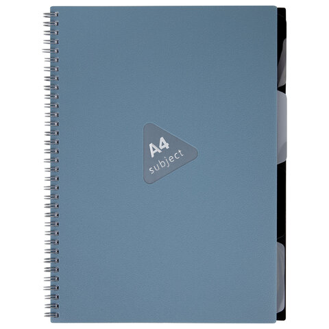 Тетрадь обложка пластик, А4 80 л., гребень, 4 разделителя, клетка, BRAUBERG, синий, 405364