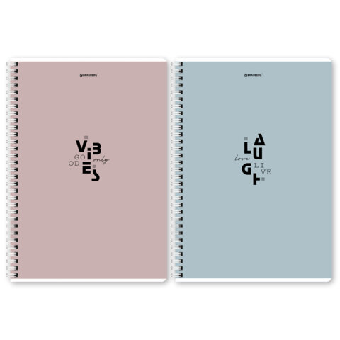 Тетрадь А4, 96 л., BRAUBERG, гребень, клетка, матовая ламинация, "Пастель_3" (микс в спайке), 405320