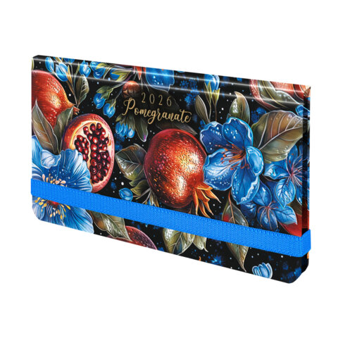 Еженедельник датированный 2026 с резинкой 171х93 мм, BRAUBERG, твердый, УФ-ЛАК, 64 л., "Гранат", 117351