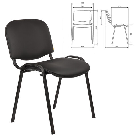Стул для персонала и посетителей "ИЗО", черный каркас, кожзаменитель черный, Z-11