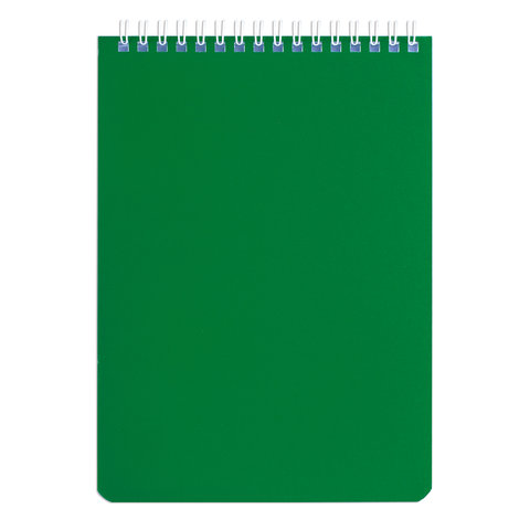 Блокнот А5 146х205 мм, 60 л., гребень, перфорация на отрыв, лакированный, BRAUBERG, Зеленый, 111272