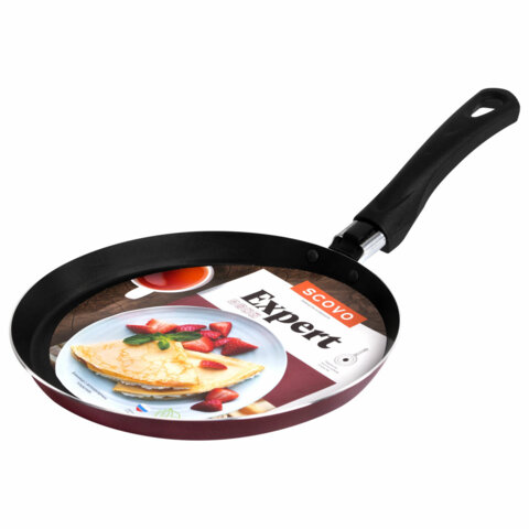 Сковорода блинная 22 см антипригарное покрытие, длинная ручка, SCOVO "Expert", СЭ-039