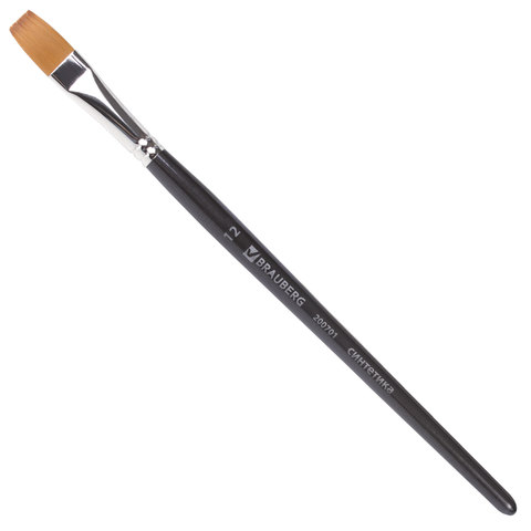 Кисть художественная профессиональная BRAUBERG ART CLASSIC, синтетика мягкая под колонок, плоская, № 12, короткая ручка, 200701