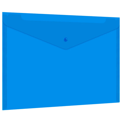 Папка-конверт с кнопкой прозрачная А4, BRAUBERG "UNIVERSAL", до 100 листов, синяя, 0,15 мм, 273071