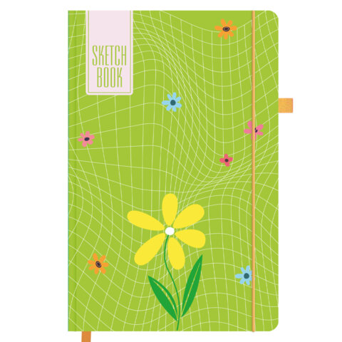 Скетчбук, белая бумага 140г/м 130х210мм, 80л, софт-тач, резинка, BRAUBERG ART CLASSIC, "Green mood", 117778