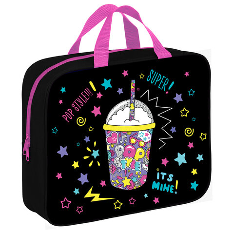 Папка на молнии с ручками BRAUBERG А4, 1 отделение, полиэстер, 80 мм, "Pop style", 271480