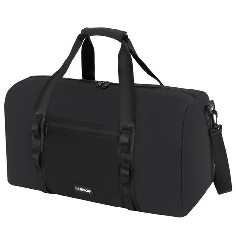 Сумка спортивная HEIKKI WORKOUT (ХЕЙКИ), карман на молнии, черная, 28x51x25 см, 273916