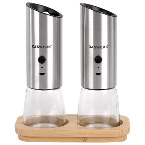 Мельница для специй ГРАВИТАЦИОННАЯ, НАБОР 2 шт., электрическая, с подсветкой, USB, PM-8, DASWERK (ДАСВЕРК), 456626