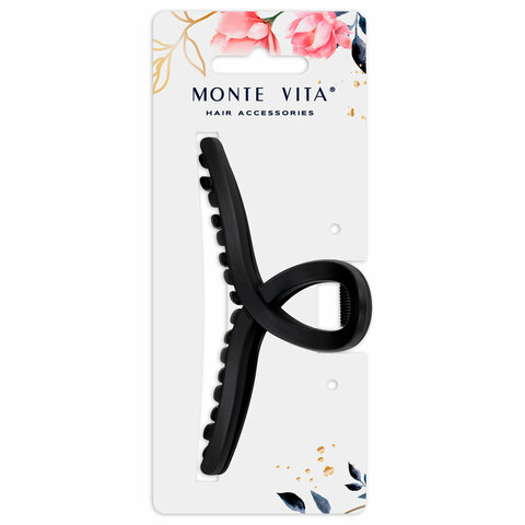 Краб для волос 11 см, soft-touch, чёрный, MONTE VITA (МОНТЕ ВИТА), 457006