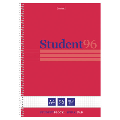 Тетрадь А4 96л. HATBER спираль, клетка, матовая ламинация, тиснение, Студенту_Viva Magenta, 081328, 96Т4лтВ1сп29869