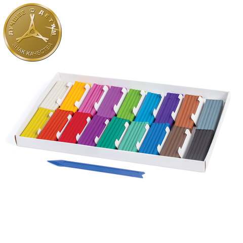 Пластилин классический ЮНЛАНДИЯ "ЮНЫЙ ВОЛШЕБНИК", 18 цветов, 360 г, СО СТЕКОМ, ВЫСШЕЕ КАЧЕСТВО, 104819