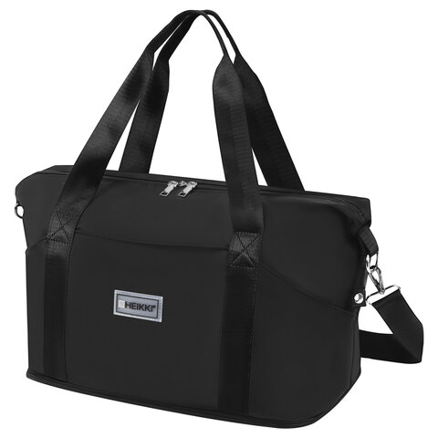 Сумка дорожная HEIKKI EXPAND (ХЕЙКИ), трансформер, багажная лента, черная, 40,5х23х42 см, 273875