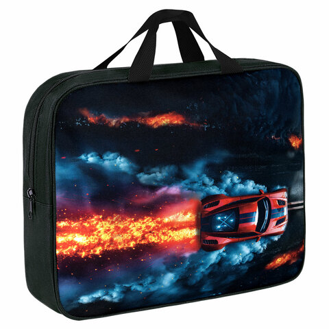 Папка на молнии с ручками BRAUBERG А4, 1 отделение, полиэстер, 80 мм, "Foggy car", 273305