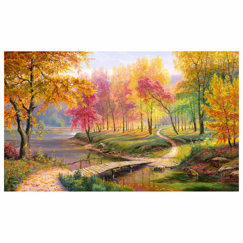 Картина по номерам 40х50 см, ОСТРОВ СОКРОВИЩ "Осень в старом парке", на подрамнике, акрил, кисти, 663280