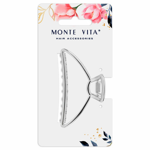 Краб для волос 7,8 см, серебристый, MONTE VITA (МОНТЕ ВИТА), 457016