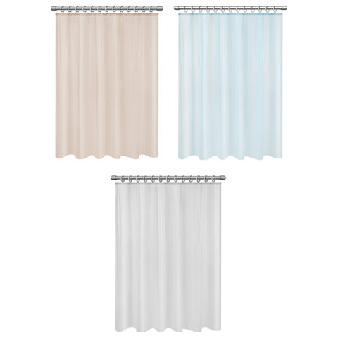 Шторка для ванной PEVA, 180х180 см, кольца в комплекте, цвет ассорти (белый, голубой, коричневый), WBZ (ВБЗ), 700067