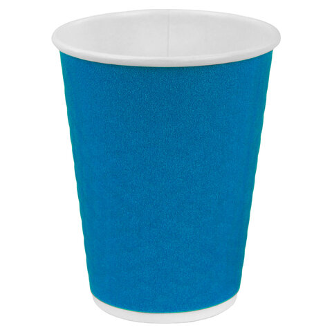 Стакан одноразовый бумажный 300/360 мл, D 90 мм, двухслойный, "Соты", синий, КОМПЛЕКТ 50 шт., холодное/горячее, WELDAY (ВЭЛДЭЙ), 702707