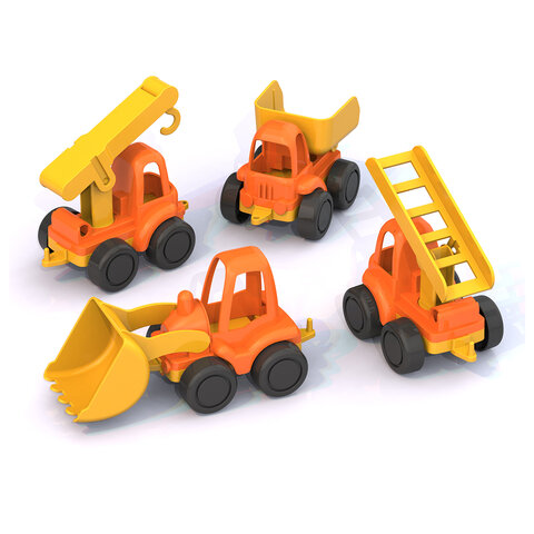 Машины игрушечные в наборе СТРОИТЕЛЬНАЯ ТЕХНИКА "Нордик", пластик, 4 шт., 21x19x9 см, НОРДПЛАСТ, 221