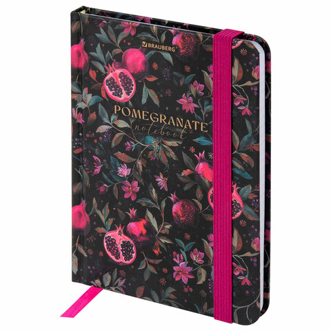 Блокнот с резинкой в клетку 96 л., МАЛЫЙ ФОРМАТ А6, 109х148 мм, твердая обложка, BRAUBERG, "Гранаты", 116331