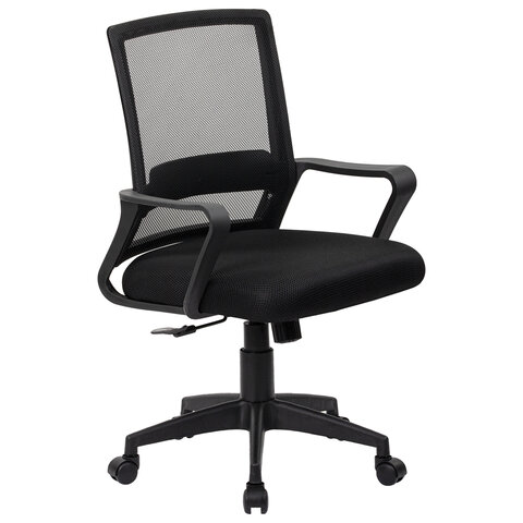 Кресло CROMEX (КРОМЕКС) "Basic CH-698", с подлокотниками, механизм качания, сетка/ткань TW, черное, 533069