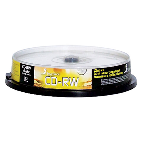 Диск CD-RW SMARTTRACK, 700 Мб 4-12x Cake Box (упаковка на шпиле), КОМПЛЕКТ 10 шт., ST000198