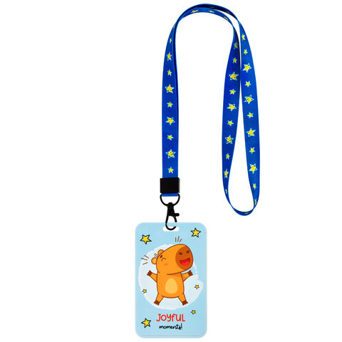 Бейдж вертикальный с 3D-печатью "Капибара" (85х54 мм), лента 45 см, СЛАЙДЕР, FUNSTER (ФАНСТЕР), 238829