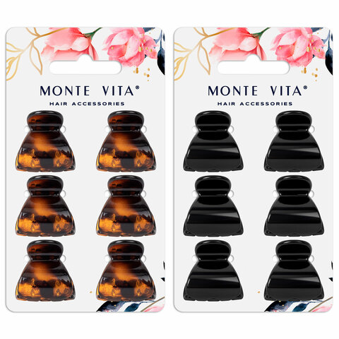 Крабы для волос НАБОР 6 шт, 2,7 см, АССОРТИ, MONTE VITA (МОНТЕ ВИТА) 457024