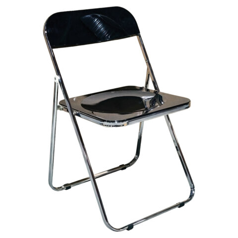 Стул складной глянцевый черный BRABIX "Style CF-015", хромированный каркас, пластик, 533248