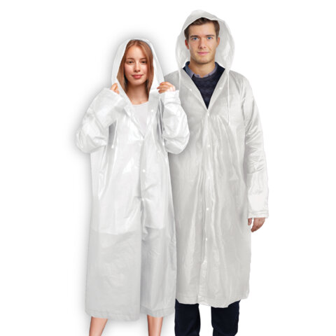 Дождевик-плащ на кнопках, EVA, многоразовый прочный, чехол в комплекте, универсальный размер, белый, SHAMAANI (ШАМААНИ), 610935