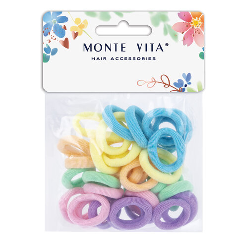 Резинки для волос НАБОР 35 шт., мягкие, маленькие, разные цвета, MONTE VITA (МОНТЕ ВИТА), 457055