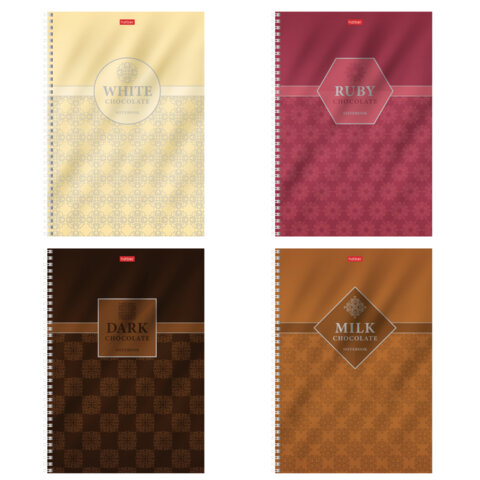 Тетрадь А4 96 л., HATBER, гребень, клетка, металлизированный картон, выборочный лак, "Chocolate" (микс), 083451, 96Т4мтлВ1гр